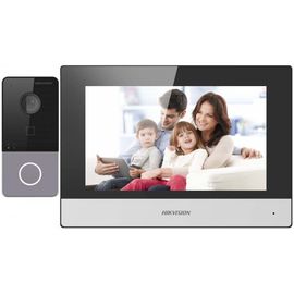  Комбинированный домофон Hikvision DS-KIS603-P серебристый 