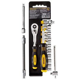  Набор головок торцевых BERGER BG2034 6-гранных SuperLock 1/4" (6-14 мм) и инструментов 1/4" 