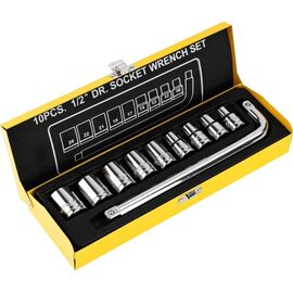  Набор торцевых ключей Deli DL2010T 10шт, материал 50BV30, головка серии 12,5мм, 9шт 