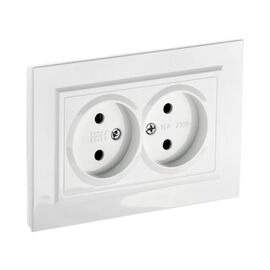  Розетка силовая IEK Brite РС12-2-БрБ (BR-R20-10-K01-F) двойная, 2 розетки, скрытая, IP20, белый 