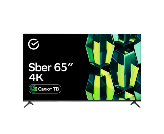  65" Телевизор Sber SDX 65U4121 черный 3840x2160, 4K Ultra HD, 60 Гц, Wi-Fi, Smart TV, Салют ТВ 
